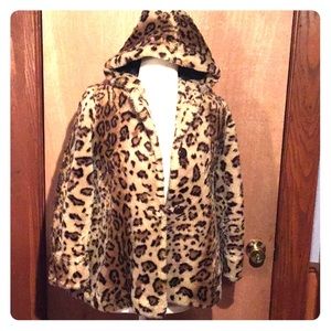 Girls large (10/12 about) leopard print coat